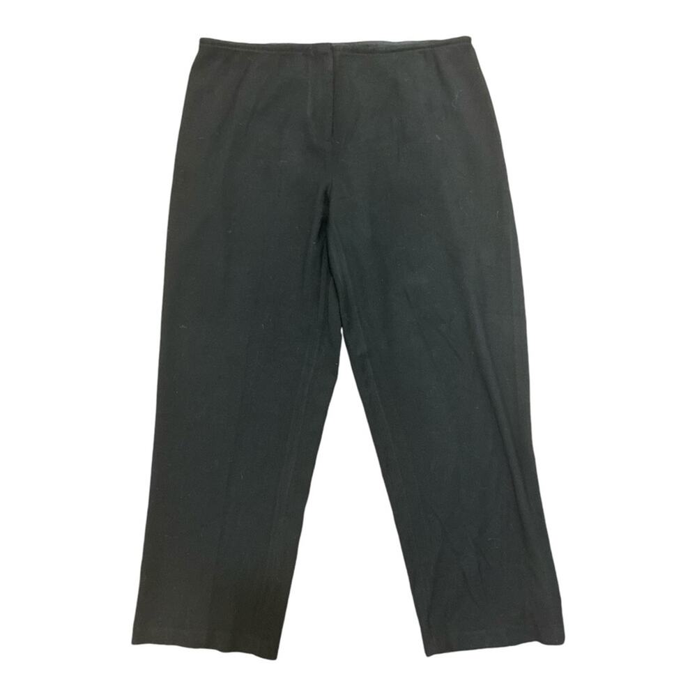 Eileen Fisher Petite Large Trousers Virgin Wool Blend Black